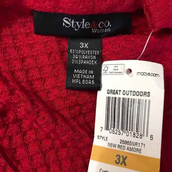 Dark Red Long Sleeve Cowl Neck Soft Thermal Top NWT 3X - Picture 6 of 10